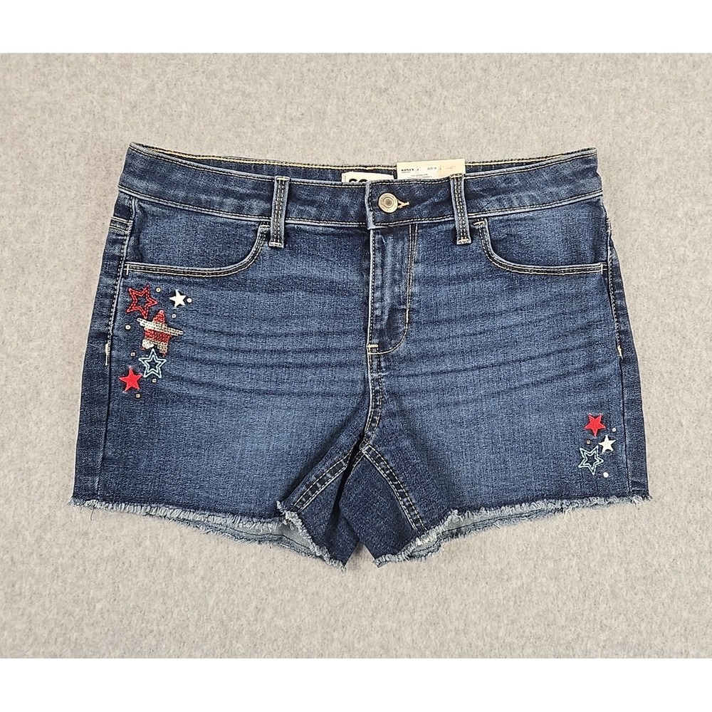 SO Jean Shorts Girls Size 16 Cut Off Mid Rise Denim Stars‎ Midi Jeans NWT